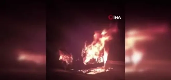 Ankara'da yolcu otobüsü alev alev yandı