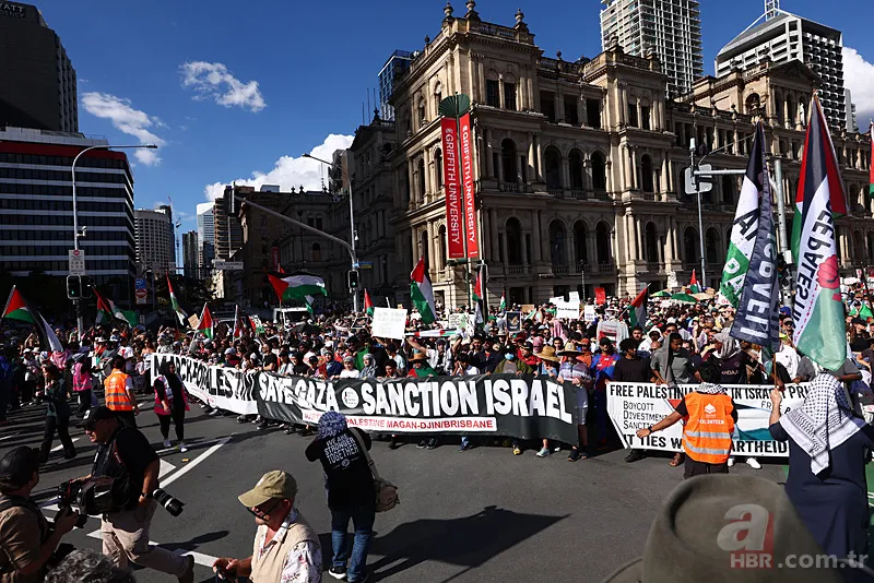 Avustralya'da 10 binler Gazze için ayaklandı! 3
