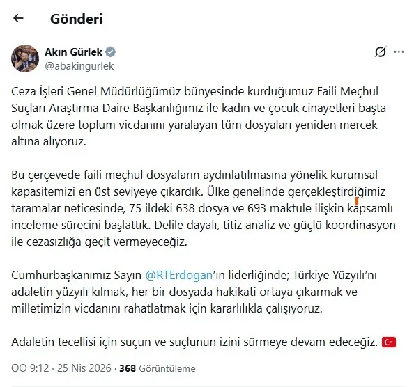 Adalet Bakanı Akın Gürlek talimatı verdi! 638 dosya yeniden açıldı: Kaçış yok - 1