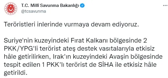 Avaşin'de tespit edilen terörist SİHA ile vuruldu - 1