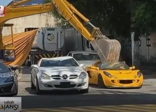 Milyonluk lüks araçlar kepçeyle ezildi!