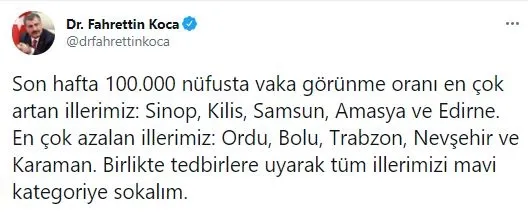 Sağlık Bakanı Fahrettin Koca’dan son dakika açıklaması! İşte vakaların en çok arttığı ve azaldığı iller!