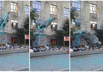 SON DAKİKA | 215 çocuğun cesedi Kanada’yı karıştırdı! Egerton Ryerson’ın heykeli böyle yıkıldı