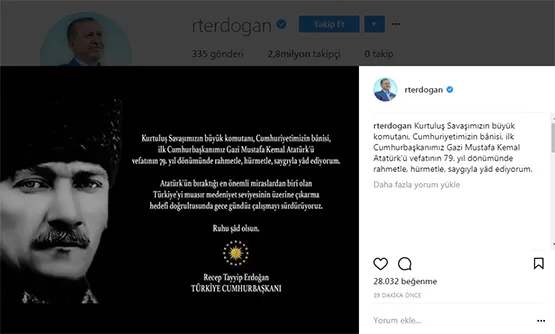 Cumhurbaşkanı Erdoğan'dan Instagram ve Twitter'dan '10 Kasım' mesajı - 2