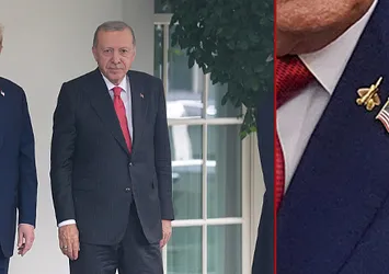 Beyaz Saray'da zirvede dikkat çeken F-35 detayı! Başkan Erdoğan ile görüşen Trump'ın rozeti gündem oldu