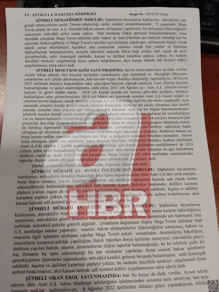 Antalya’daki teleferik faciasında CHP imzası! 156 parçanın değişmesi gerekirken sadece 19’unu değiştirdiler! 5 Tutuklama | Kocagöz’ün ifadesine ahaber.com.tr ulaştı