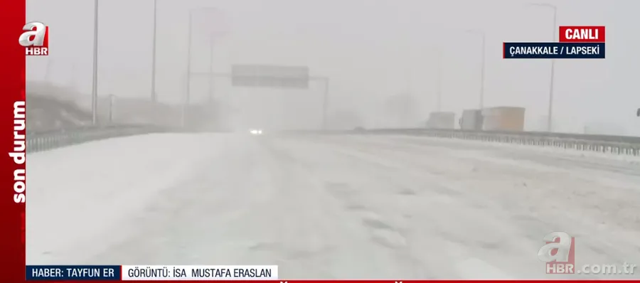 Çanakkale'de yoğun kar ve tipi! Buz pistine dönen yolda zorlu yayın... A Haber muhabiri Tayfun Er son durumu aktardı 6