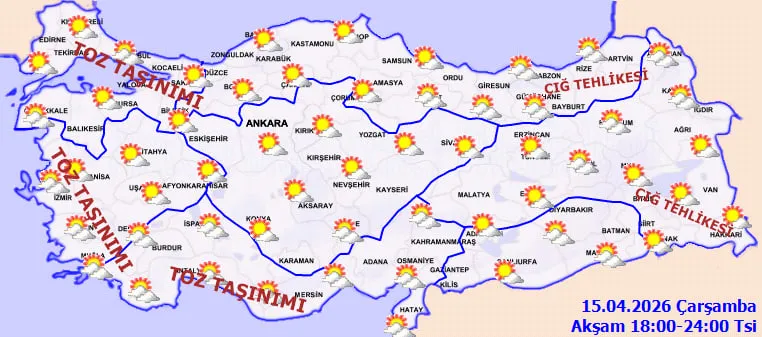 hava-kalitesi-dusuyor-yagis-geliyor-toz-tasinimi-sonrasi-siddetli-saganak-1776230063394.jpg 15 Nisan Çarşamba günü saat 18:00-24:00 arası hava durumu (Fotoğraf: MGM)