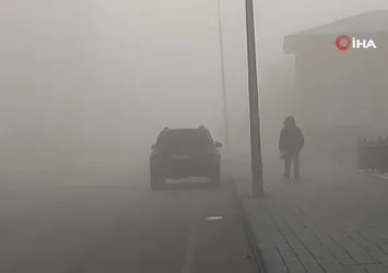 Erzurum buz kesti sis şehri örttü