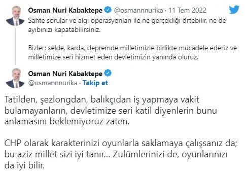 Sel bölgesinde olduğu için eleştiriye maruz kalan AK Parti İstanbul İl Başkanı Kabaktepe’den CHP’li yöneticilere tepki: Siz neden burada değildiniz?