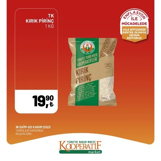 Tarım Kredi Market 30 Ekim indirim kataloğu! Kuru Soğan 5,90 TL, Salatalık 9,75 TL, Limon 10,90 TL, Yerli muz 28,90 TL, Mandalina 12,50 TL satışta…