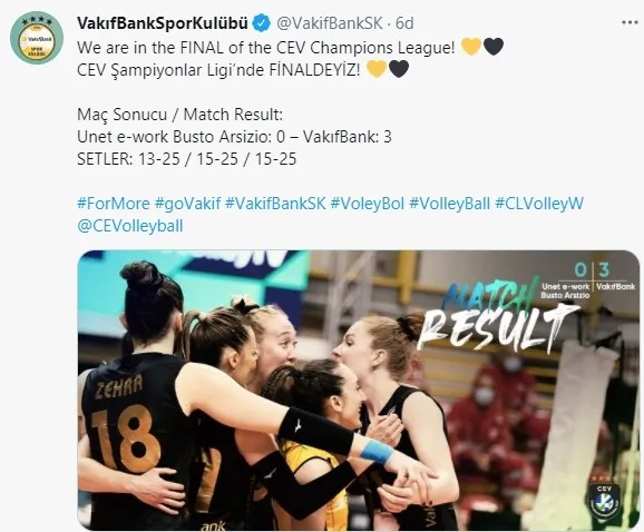 VakıfBank Kadın Voleybol Takımı CEV Şampiyonlar Ligi'nde finale yükseldi - 1