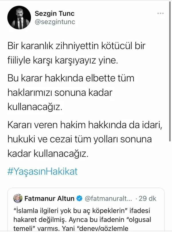 TÜRGEV Yönetim Kurulu Başkanı Fatmanur Altun’a hakaret eden Nazan Demir için beraat kararı