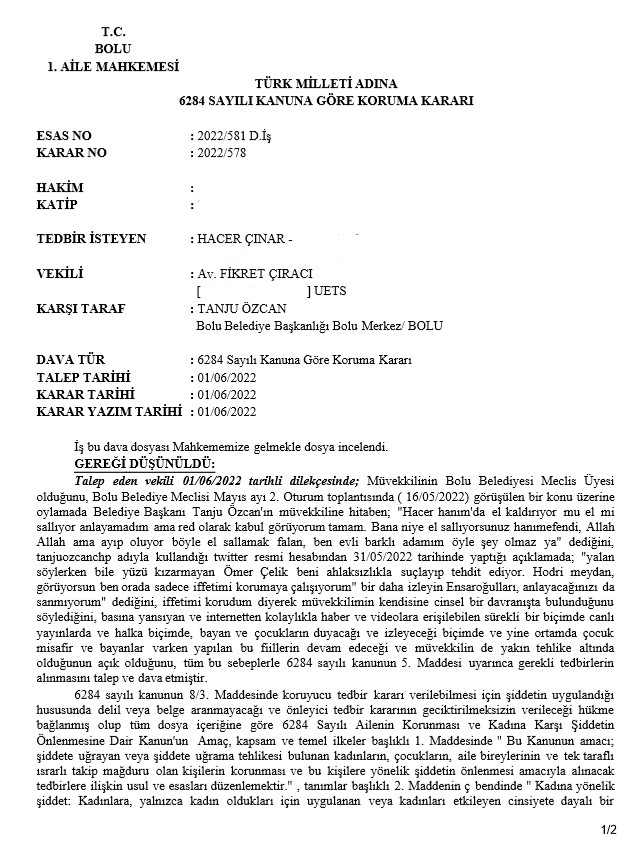 AK Partili üye Hacer Çınar, CHP’li Belediye Başkanı Tanju Özcan’dan korunacak! Türkiye tarihinde bir ilk...
