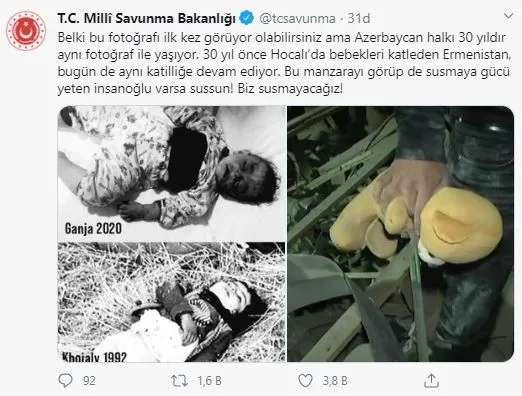 Milli Savunma Bakanlığı: Bu manzara karşısında susmaya gücü yeten varsa sussun, biz susmayacağız