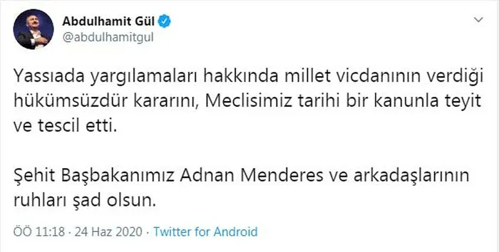 Adalet Bakanı Gül’den ’Yassıada’ açıklaması
