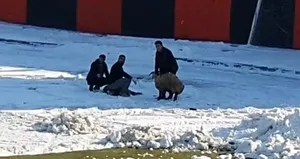 Maç oynanırken kale arkasında kurban kestiler