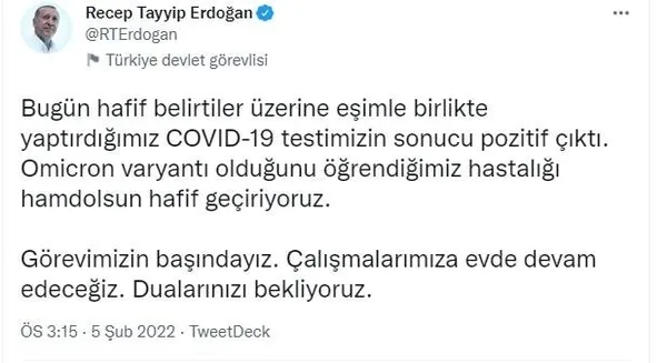 Başkan Recep Tayyip Erdoğan ve Emine Erdoğan’a sanat ve spor dünyasından geçmiş olsun mesajları
