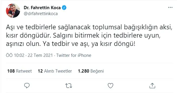 Son dakika | Sağlık Bakanı Fahrettin Koca'dan dikkat çeken aşı paylaşımı! - 1