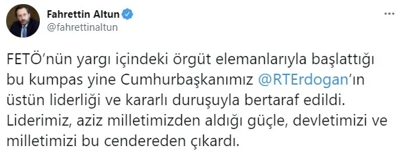 Son dakika: İletişim Başkanı Fahrettin Altun’dan 7 Şubat MİT Krizi mesajı