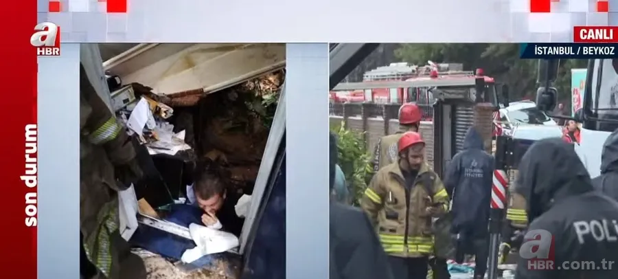 İstanbul'u sağanak vurdu! Yollar göle döndü, araçlar sulara gömüldü | Eminönü'nde dükkanları su bastı | Beykoz'da istinat duvarı çöktü 15