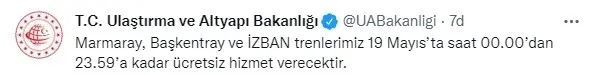 Son dakika: 19 Mayıs için Marmaray, Başkentray ve İZBAN kararı | Ulaştırma Bakanlığı duyurdu - 2