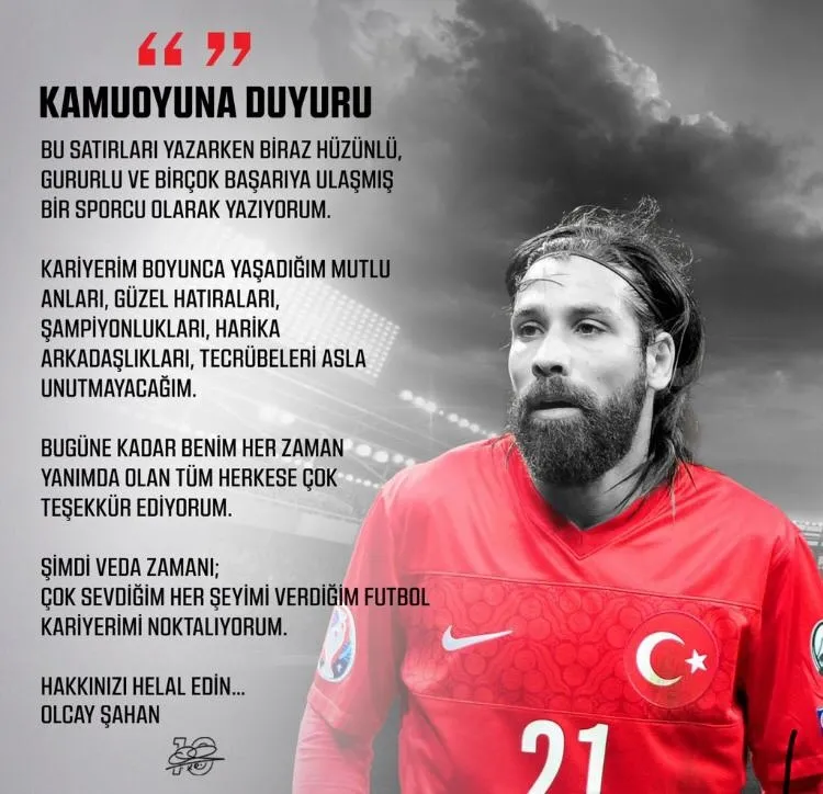 Milli futbolcu Olcay Şahan aktif futbol kariyerini noktaladığını duyurdu - 1