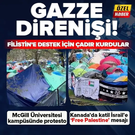 Gazze direnişi! McGill Üniversitesi kampüsünde Kanadalı öğrenciler Filistin’e destek için çadır kurdu
