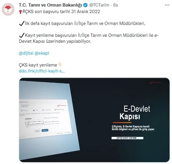 Tarım ve Orman Bakanlığı Çiftçi Kayıt Sistemi (ÇKS) başvuruları için son tarihi duyurdu - 4