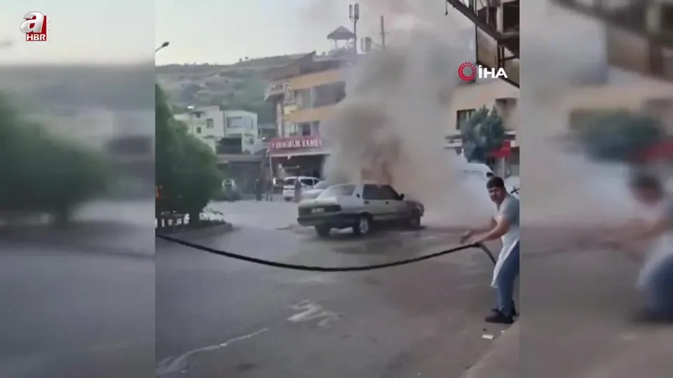 Osmaniye’de seyir halindeki otomobil yandı