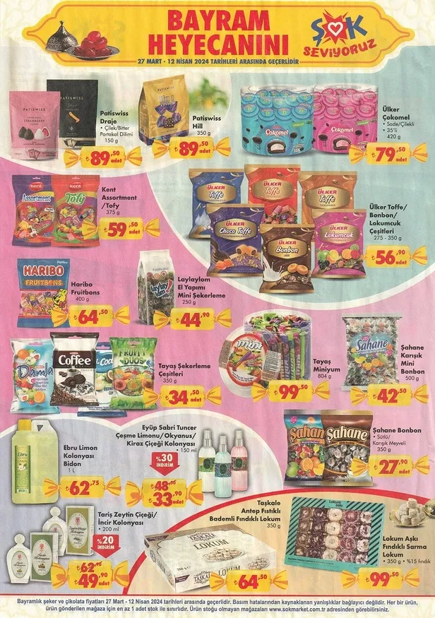 ŞOK Ramazan Bayramı’na özel şeker, çikolata, ve kolonya fiyatlarını düşürdü! İşte ŞOK 27 Mart 2024 aktüel ürünler kataloğu