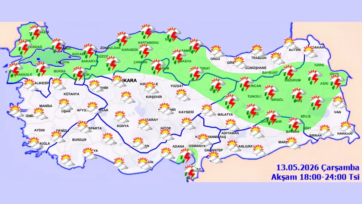firtina-saganak-toz-adil-tekten-kirkikindi-uyarisi-hangi-bolgeler-risk-altinda-1778649739476.jpg 13 Mayıs Çarşamba Türkiye geneli hava durumu haritası (Fotoğraf:MGM)