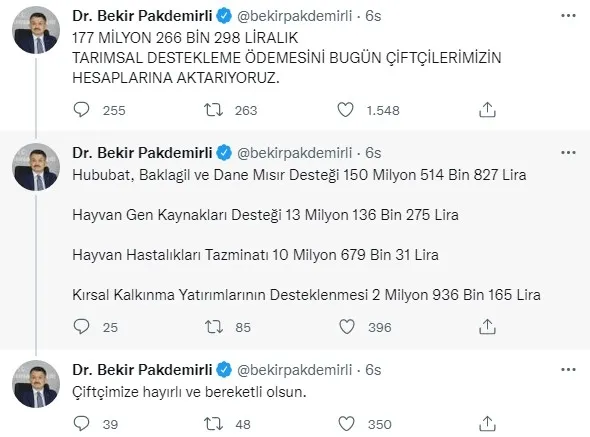 tarim-ve-orman-bakani-bekir-pakdemirli-odemeler-hesaplara-yatiriliyor-1644619591571.jpg Tarım ve Orman Bakanı Bekir Pakdemirli: Ödemeler hesaplara yatırılıyor - 1