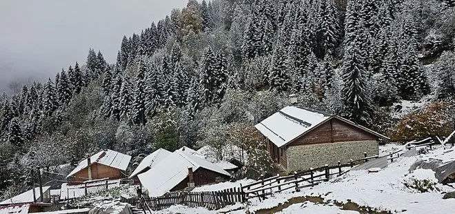 Rize’nin yüksek kesimlerine kar yağdı