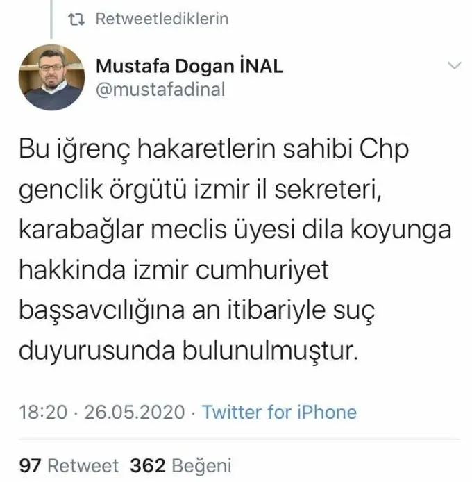 Başkan Erdoğan’a hakaret eden CHP Gençlik Örgütleri İzmir İl Sekreteri Dila Koyurga hakkında suç duyurusu