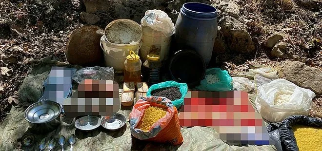 Adıyaman’da PKK’lı teröristlere ait yaşam malzemeleri ele geçirildi