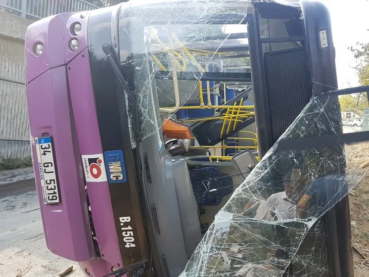 Sarıyer’de halk otobüsü devrildi