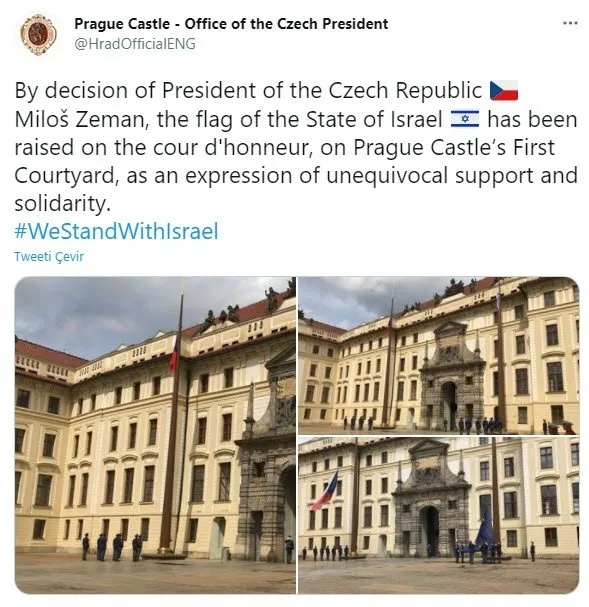 Son dakika: Avusturya'nın ardından Çekya da katillere destek verdi! Avrupa Birliği bayrağını indirtip İsrail bayrağı çektiler - 1