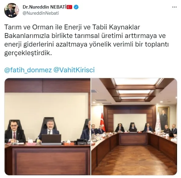 Bakanlar Nebati, Kirişci ve Dönmez'den "tarım ve enerji" toplantısı - 2