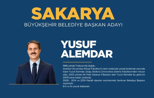 Sakarya Büyükşehir Belediye Başkan adayı belli oldu! 2024 yerel seçim oy pusulasında hangi isimler olacak? AK Parti, MHP, CHP ve İYİ Parti aday listesi!