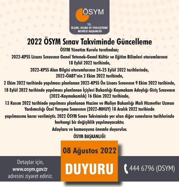 KPSS yeni takvimi açıklandı! 2022 KPSS Lisans sınavları ne zaman yapılacak? ÖSYM son dakika duyurdu - 5