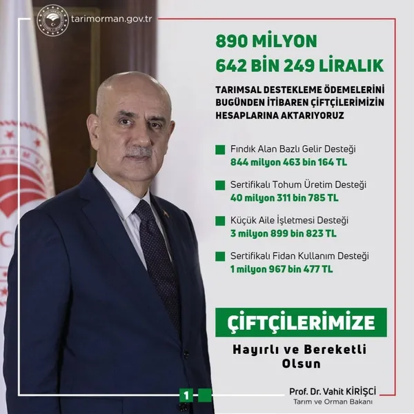 Son dakika: Tarım ve Orman Bakanı Vahit Kirişci'den çiftçilere güzel haber: Bugün hesaplara yatıyor - 1