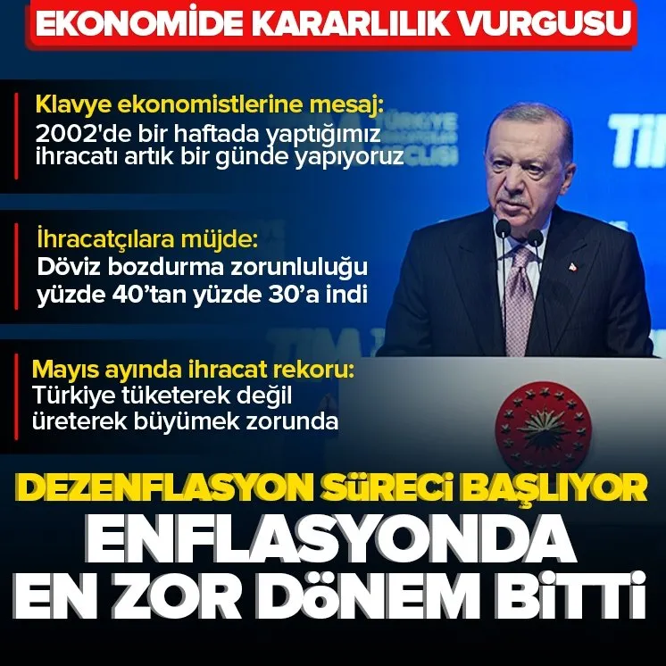Erdoğan: Enflasyonda en zor süreç geride kaldı