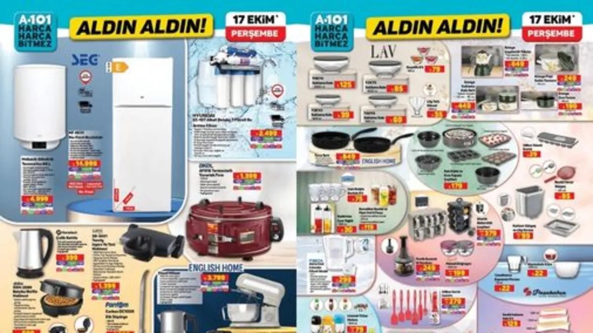 17 Ekim A101 aktüel ürün kataloğu! Çeyiz yapanlara fırsat dolu ürünler geliyor: Yastık, yorgan, çay makinası, kettle, tava seti, kek kalıpları…