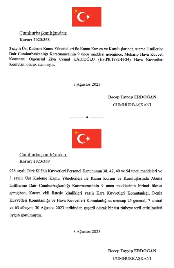 İşte yeni Genelkurmay Başkanı ve atama kararları! YAŞ sonucu açıklandı | Hangi generaller rütbe atladı?