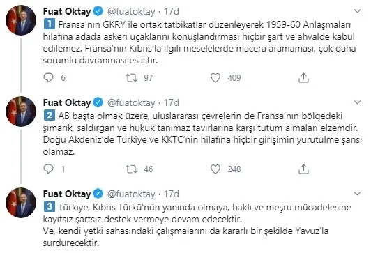 Fuat Oktay: Fransa'nın adada askeri uçaklarını konuşlandırması kabul edilemez - 1