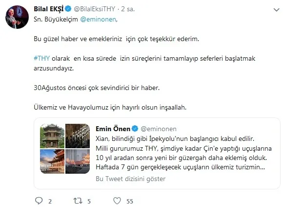 THY'den 10 yıl aradan sonra Çin'de yeni güzergah - 1