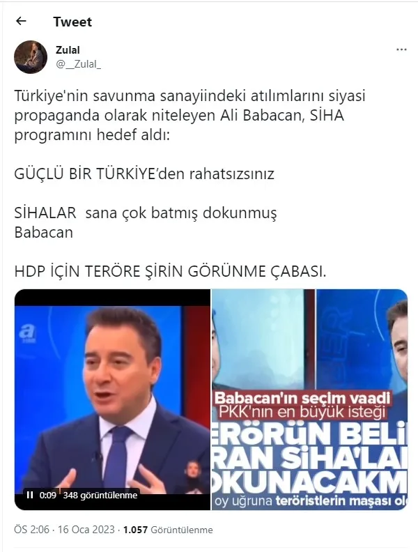 Ali Babacan'ın SİHA hazımsızlığına tepkiler çığ gibi büyüdü! Yerden yere vurdular
