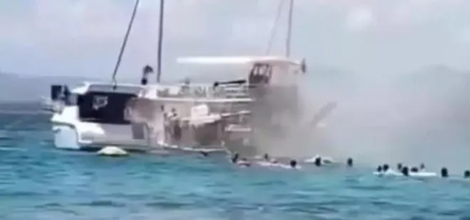 İzmir’de tur teknesinde yangın! Yolcular denize atlayarak canlarını kurtardılar | Hamile kadın 40 dakika denizin ortasında yardım bekledi