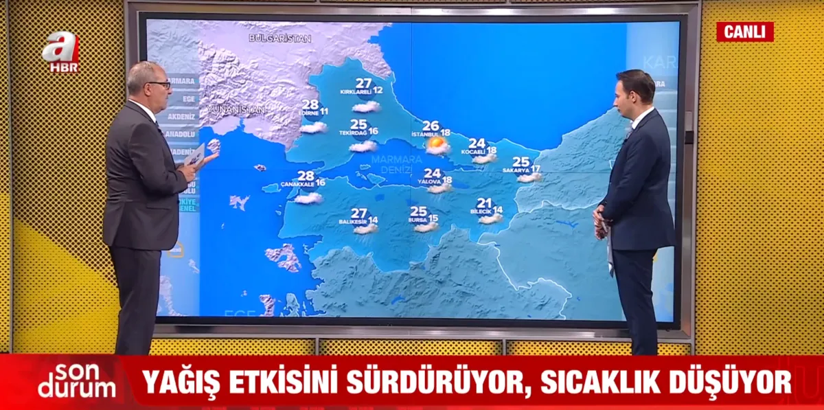meteorolojiden-kuvvetli-yagis-ve-firtina-uyarisi-1789712450080.png İstanbul'da yağış etkisini kaybederken 26 derece yaz günü olarak değerlendiriliyor, gece sıcaklıkları ise 17-18 dereceye kadar iniyor.